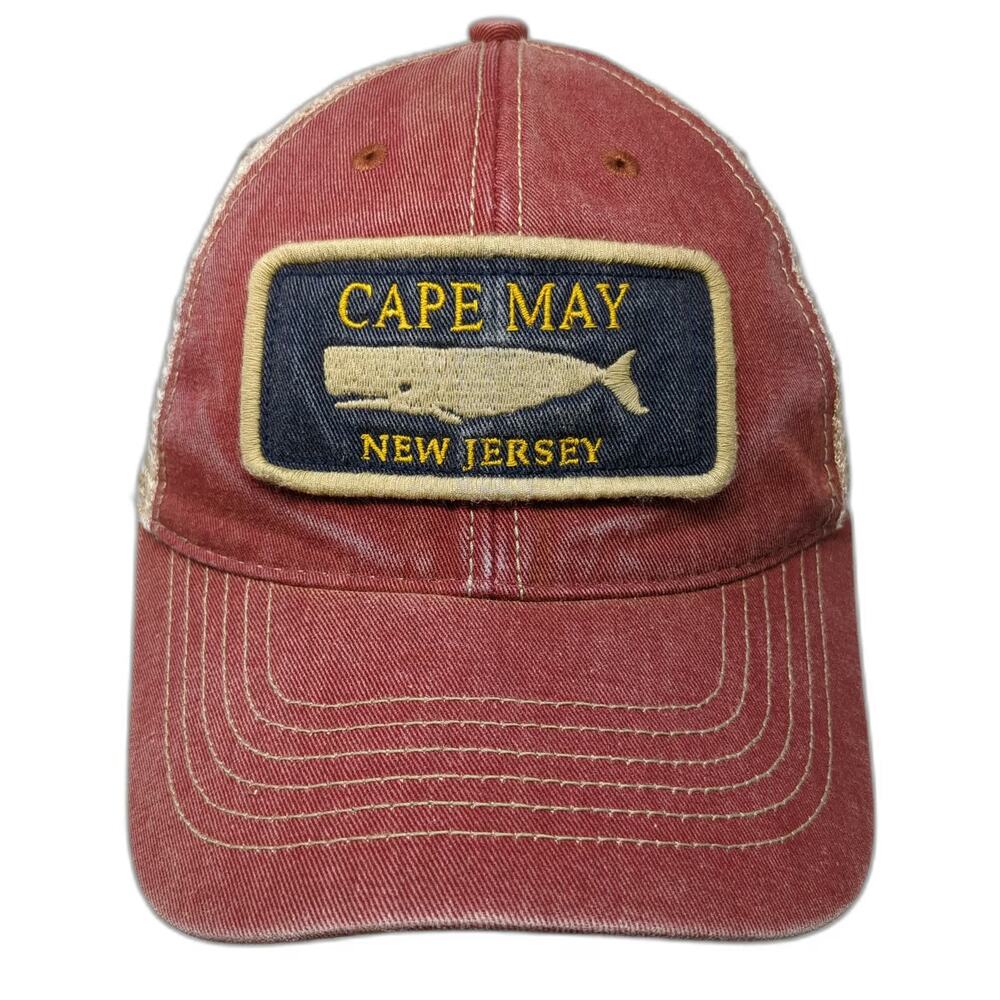 Legacy Trucker Hat Red One Size Cape May New Jersey Whale Patch Mesh Snapback